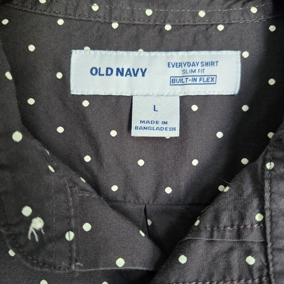 Old Navy Black Shirt with White Dots Size Large9 - Picture 3 of 4